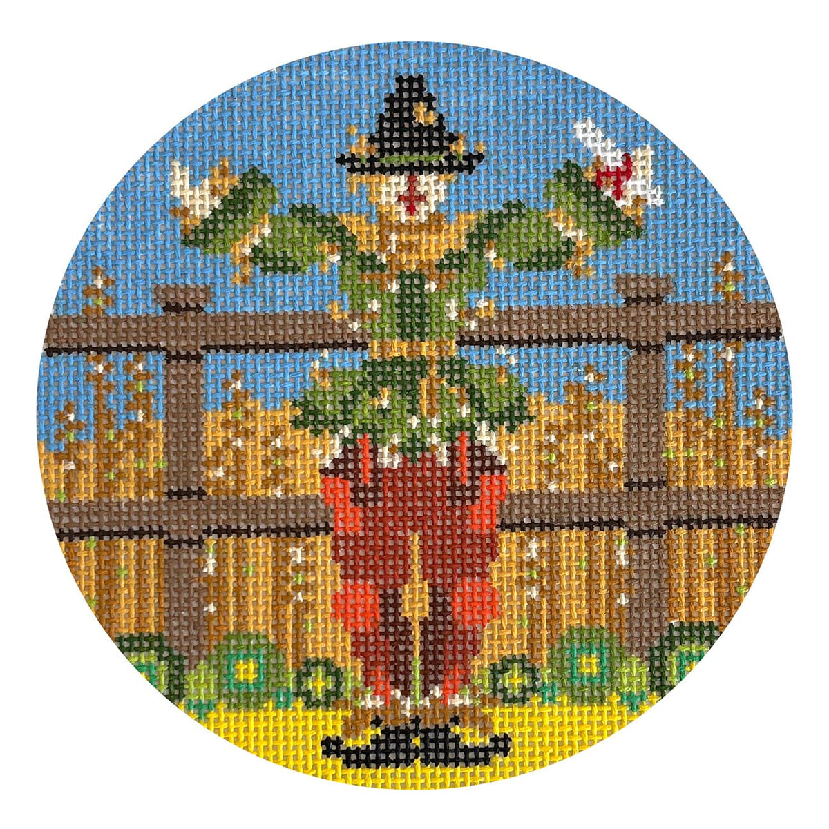 The Scarecrow Oz Round w/Stitch Guide Painted Canvas Wipstitch Needleworks - 1