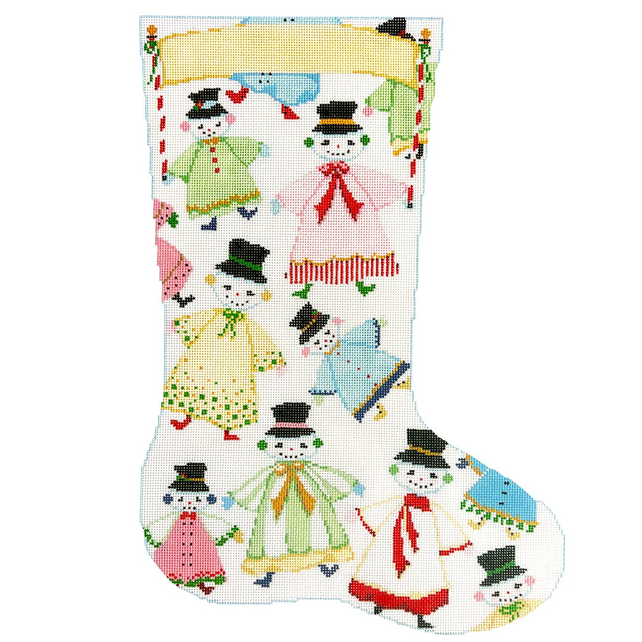 The Snow People Midi Stocking Painted Canvas The Plum Stitchery - 1