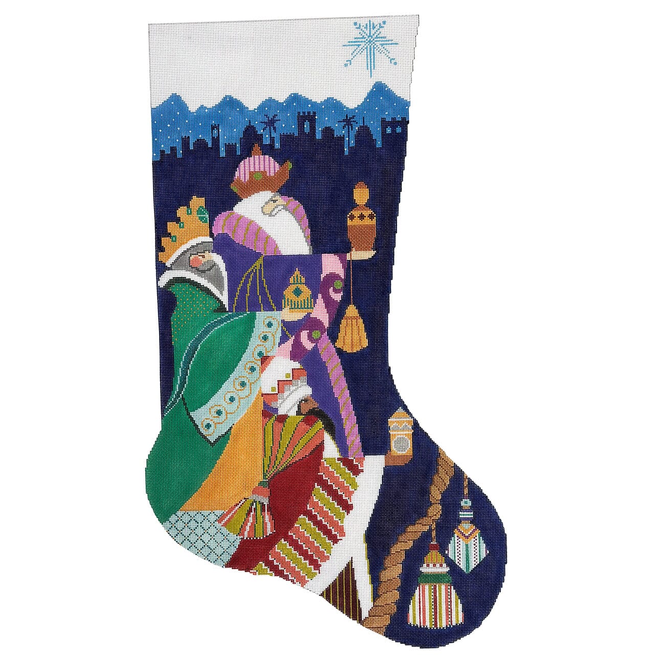 The Three Magi Stocking Painted Canvas Shelly Tribbey - 1