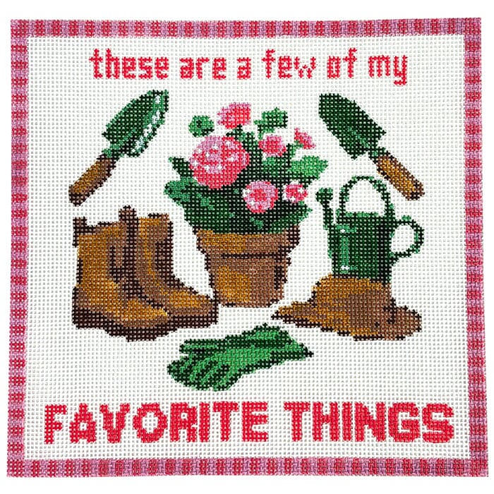 These Are a Few of My Favorite Things Gardening Painted Canvas Lucky Lotus Needlepoint - 1