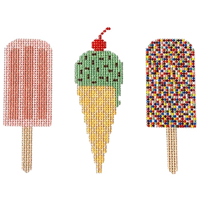Three Popsicles on 18 Painted Canvas The Salty Stitcher - 1
