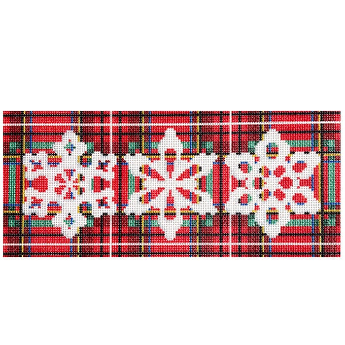 Three Snowflake Frieze Printed Canvas Needlepoint To Go