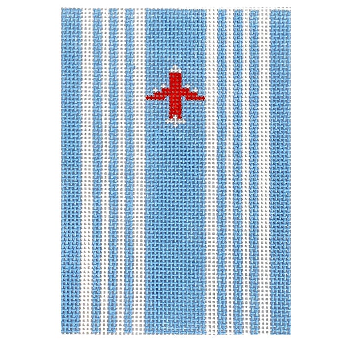 Ticking Passport Cover Painted Canvas Little Stitches Needleworks - 1