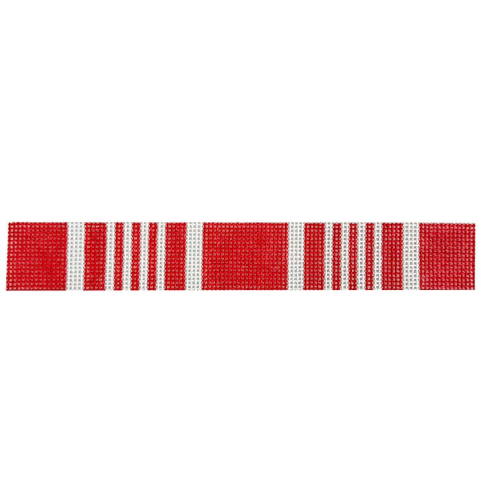 Ticking Stripe Key Fob Strawberry Painted Canvas Little Stitches Needleworks - 1