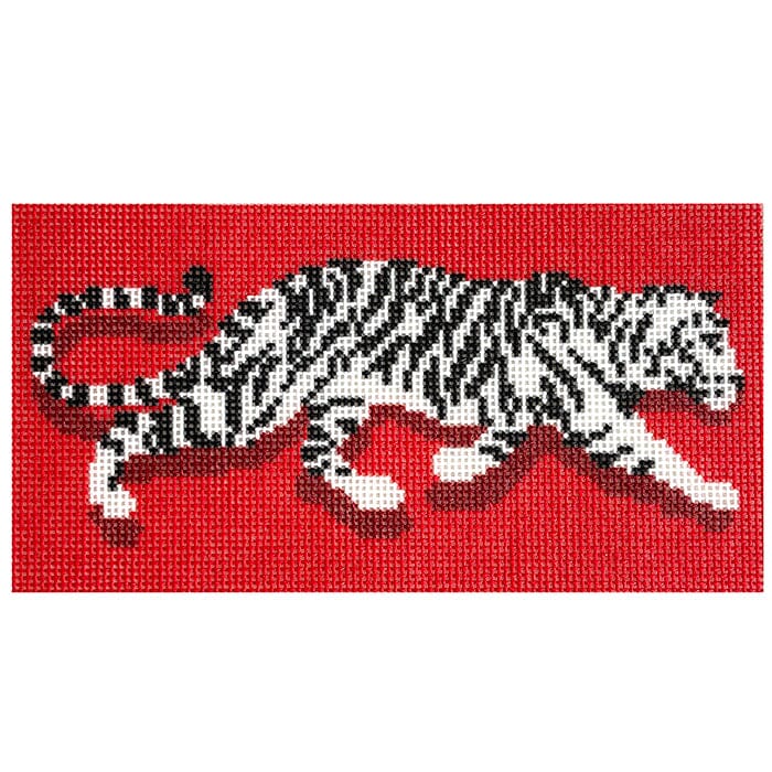 Tiger Clutch Red Printed Canvas Needlepoint To Go