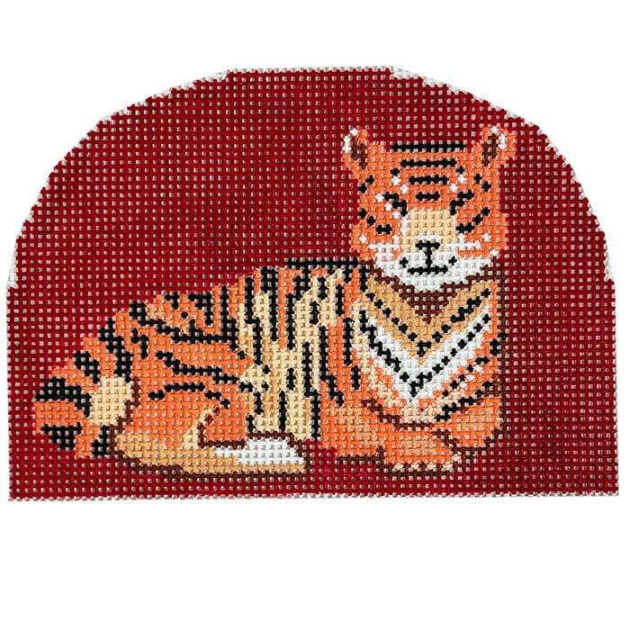 Tiger on Red Dome Painted Canvas Shelly Tribbey - 1