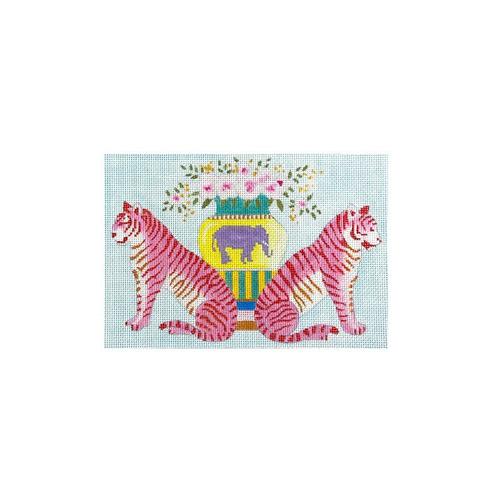 Tigers with Urn Painted Canvas Colors of Praise