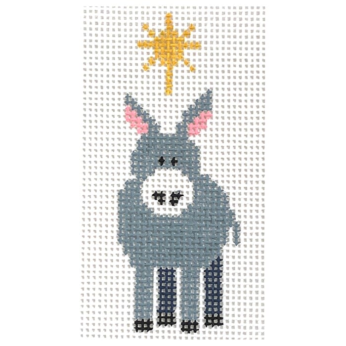 Tiny Donkey Ornament Painted Canvas Kathy Schenkel Designs - 1
