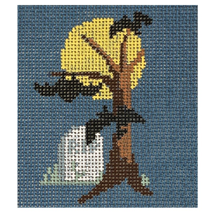 Tiny Graveyard Ornament Painted Canvas Kathy Schenkel Designs - 1