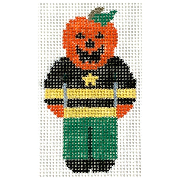 Tiny Pumpkinhead Boy Painted Canvas Kathy Schenkel Designs - 1