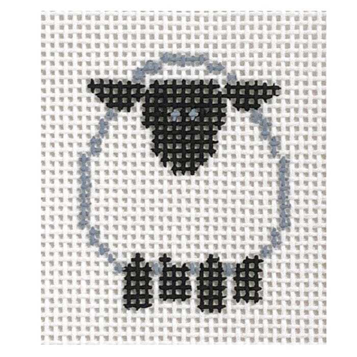 Tiny Sheep Ornament Painted Canvas Kathy Schenkel Designs