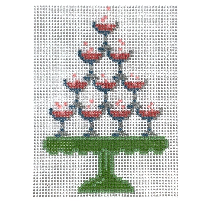Tipsy Tower Champagne Painted Canvas KCN Designers - 1