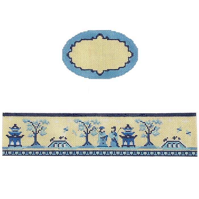 Toile Asian Blue Painted Canvas Funda Scully - 1