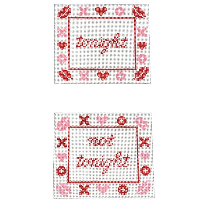Tonight / Not Tonight Red Painted Canvas Stitch Its - 1