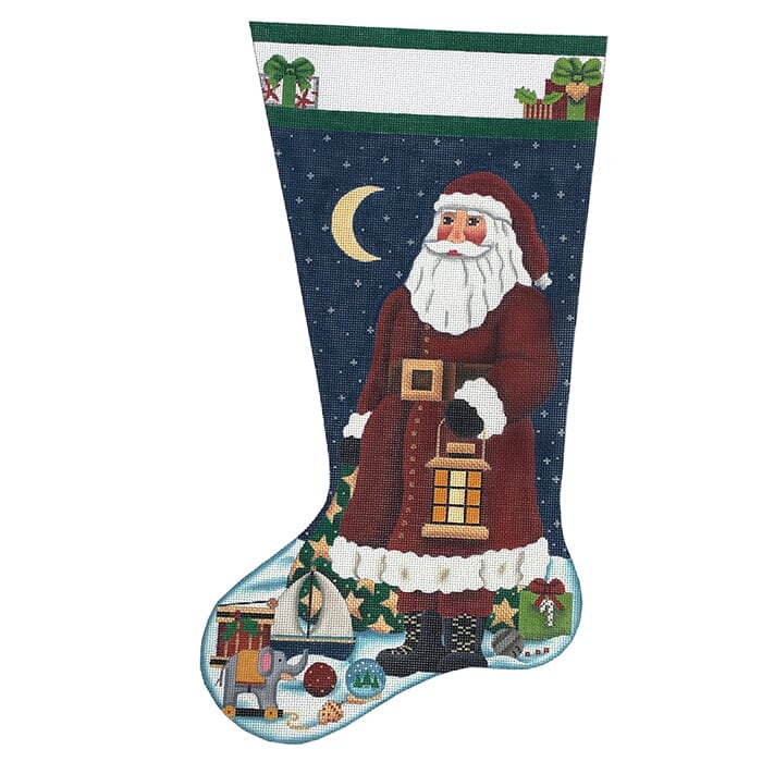 Toy Santa Stocking Painted Canvas Melissa Shirley Designs - 1