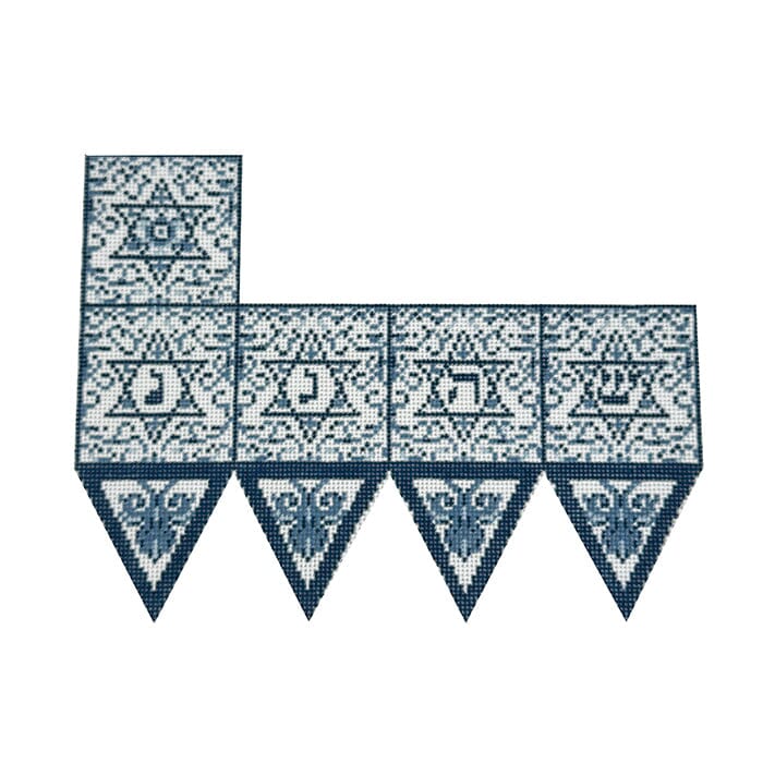 Transferware Dreidel Painted Canvas The Gingham Stitchery - 1