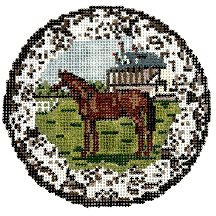 Transferware Horse Plate Painted Canvas The Gingham Stitchery - 1