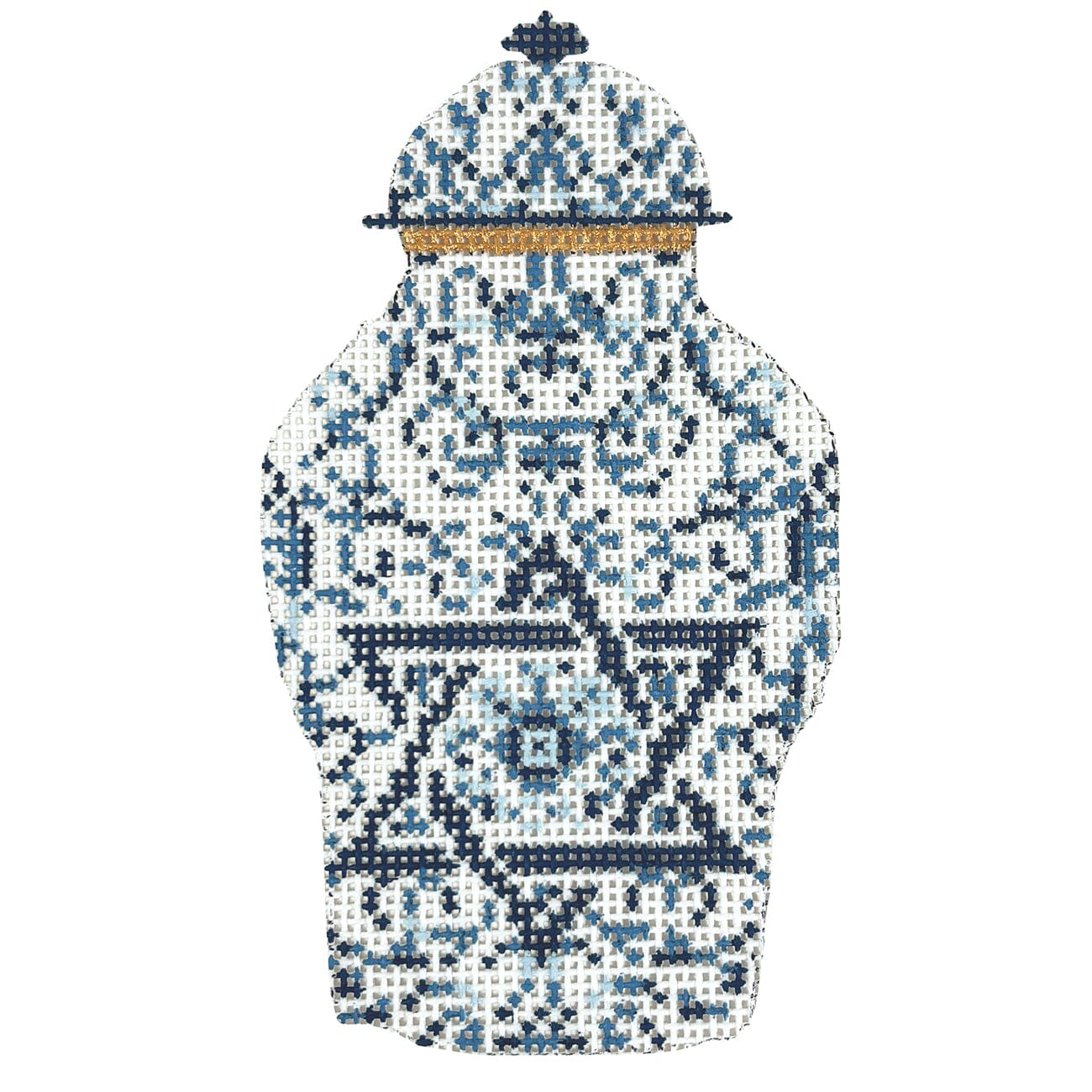 Transferware Judaica Ginger Jar Painted Canvas The Gingham Stitchery - 1