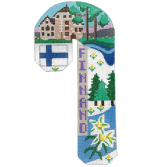 Travel Candy Cane Finland Painted Canvas Danji Designs - 1