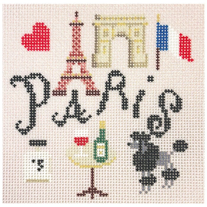 Travel Coaster Paris Printed Canvas Needlepoint To Go