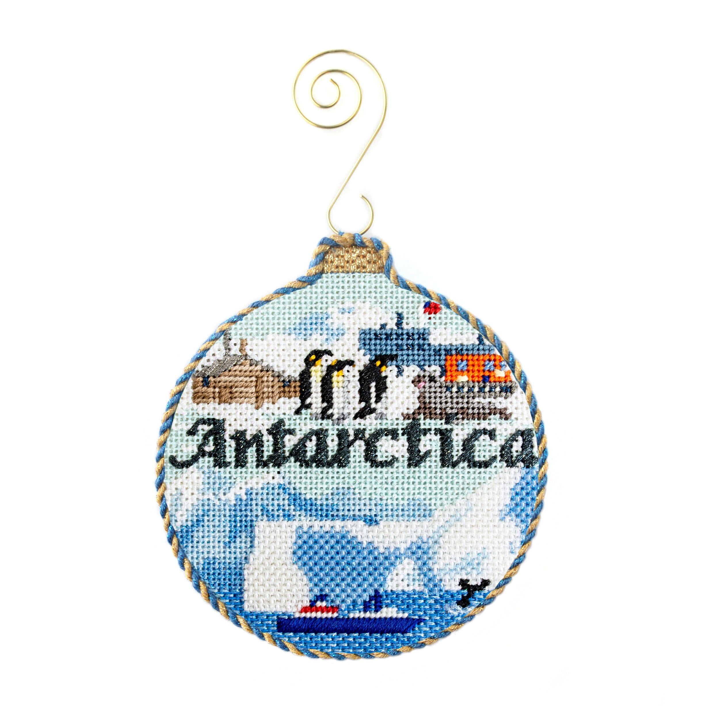 Travel Round   Antarctica with Stitch Guide Painted Canvas Kirk & Bradley
