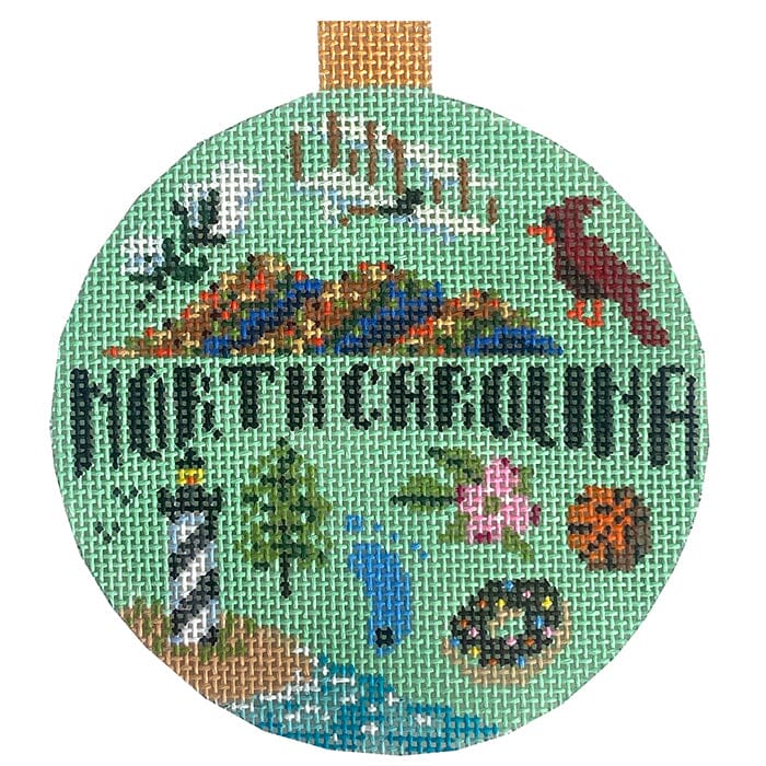 Travel Round   North Carolina with Stitch Guide & Online Class Painted Canvas Kirk & Bradley