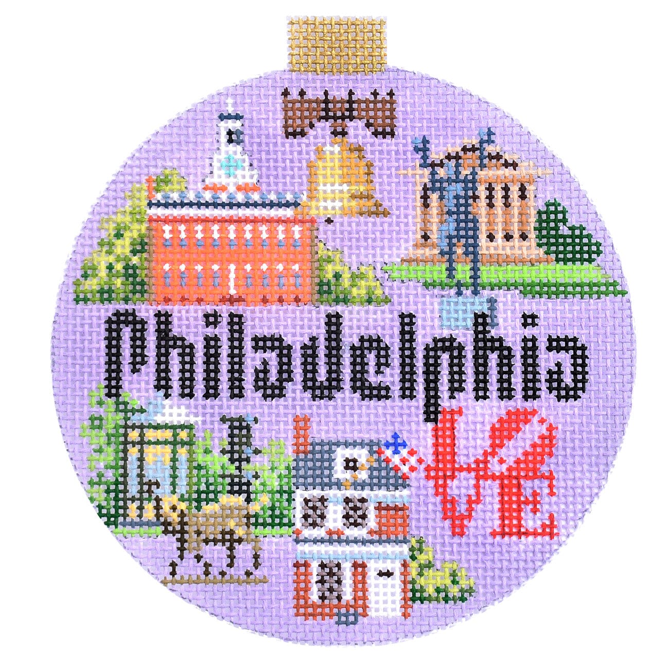 Travel Round Philadelphia with Stitch Guide Printed Canvas Kirk & Bradley - 1
