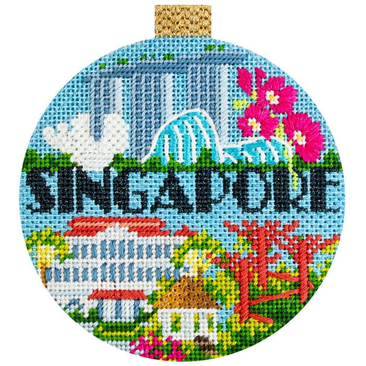 Travel Round - Singapore with Stitch Guide Painted Canvas Kirk & Bradley 