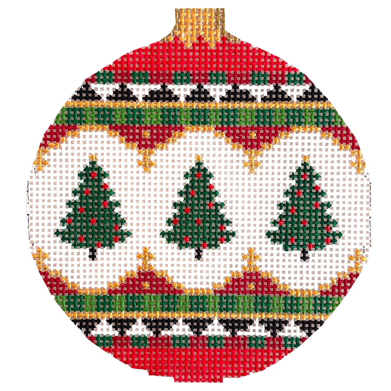 Trees, 4.5" Round on 13 Painted Canvas Susan Roberts Needlepoint Designs Inc. - 1
