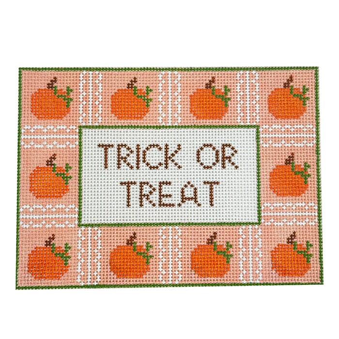 Trick or Treat Pumpkin Border Painted Canvas Goodpoint Needlepoint - 1
