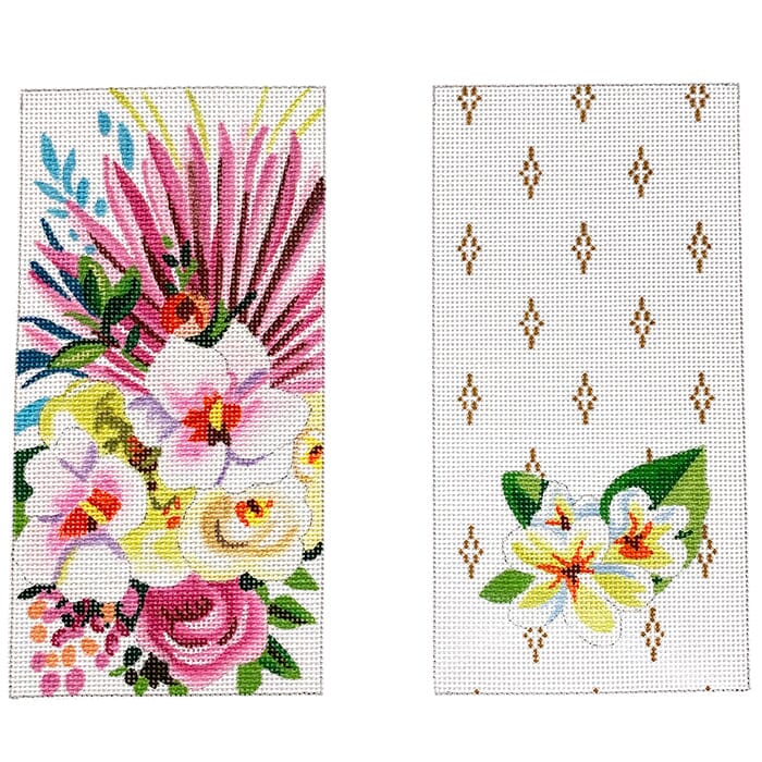 Tropical Florals Double Eyeglass Case Painted Canvas Colors of Praise - 1