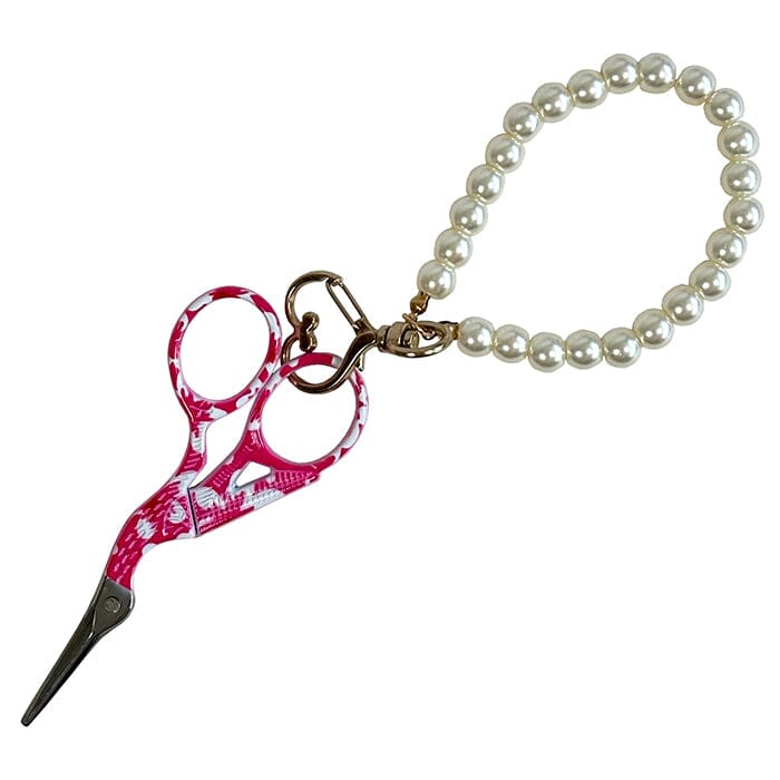Tropical Flower Scissors w/ Pearl FOB Accessories Victoria Whitson Needlepoint - 1