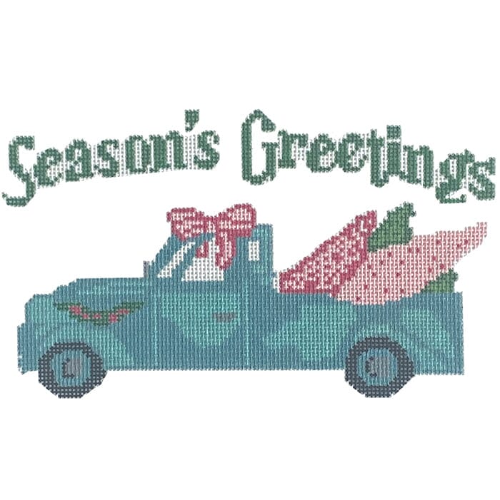Truck with Pink Trees Painted Canvas Judy Tasch