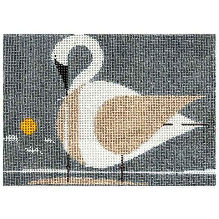 Trumpeter Swan on 13 Painted Canvas Charley Harper