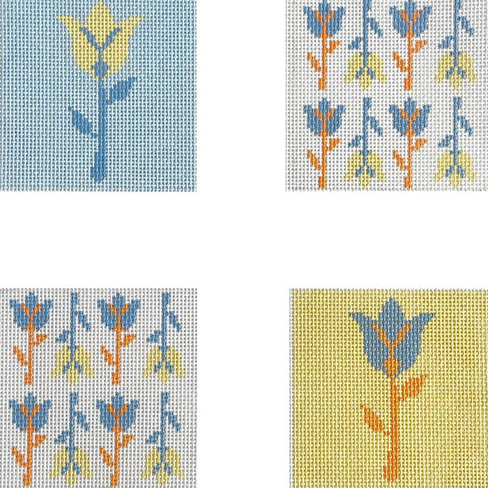 Tulip Coasters Painted Canvas Mopsey Designs - 1