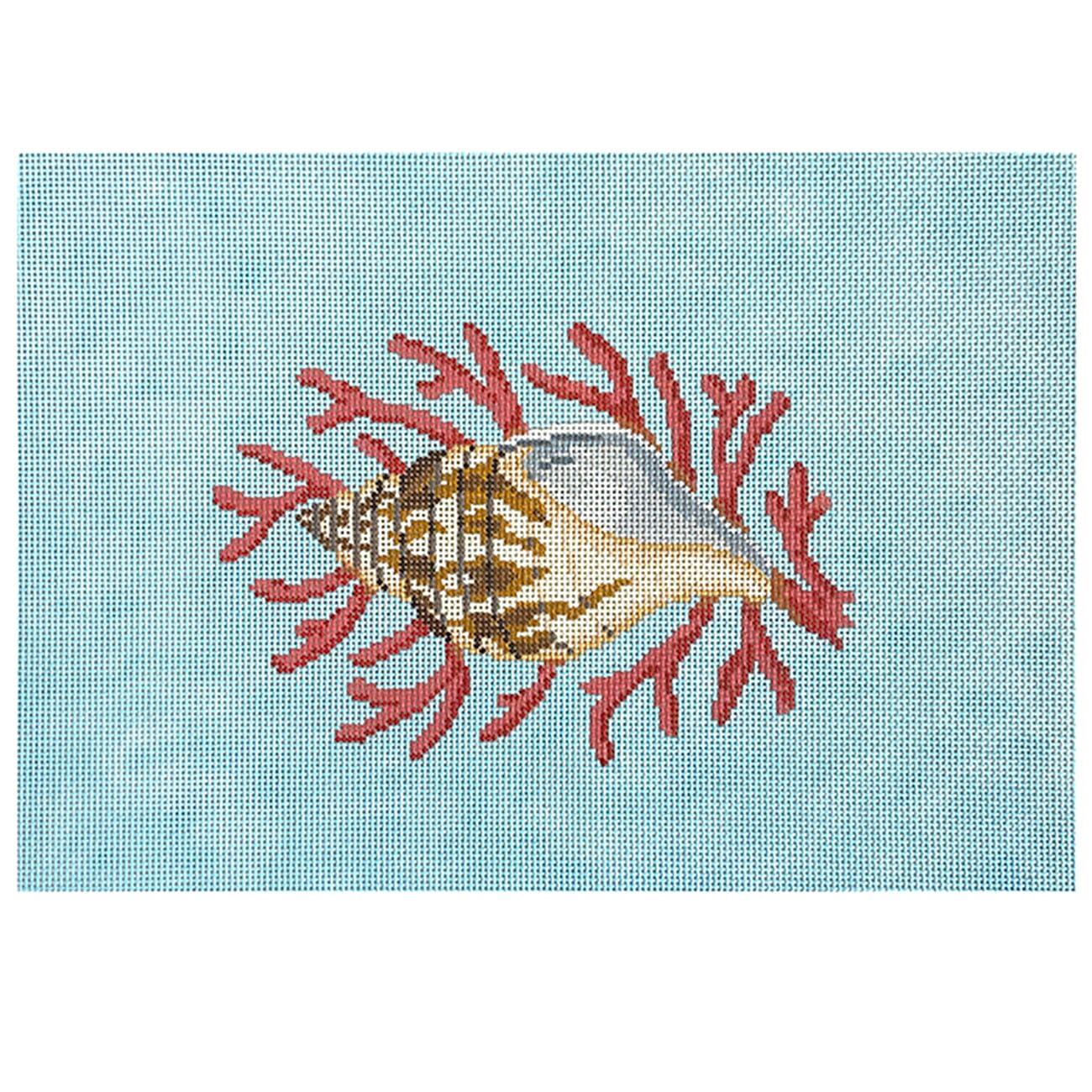 Tulip Shell with Coral on 13 Painted Canvas Susan Roberts Needlepoint Designs Inc. - 1