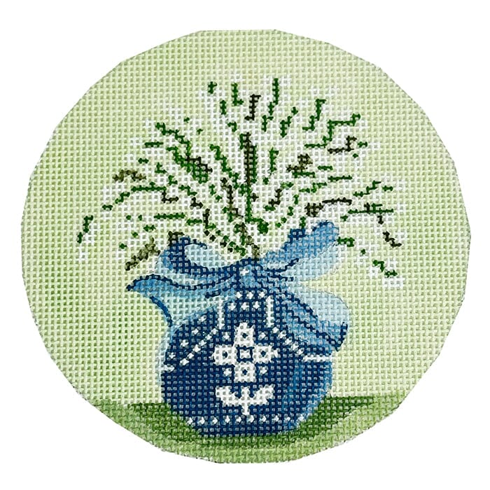 Tulips in Blue Vase Ornament Painted Canvas The Plum Stitchery - 1