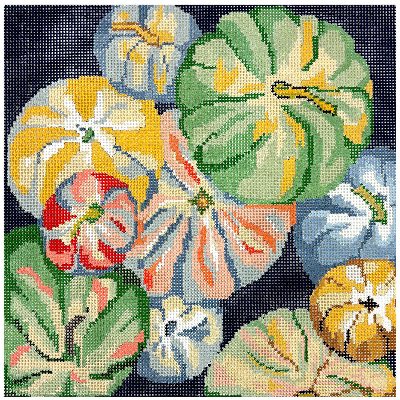 Tumbling Pumpkins Pillow Painted Canvas The Gingham Stitchery - 1
