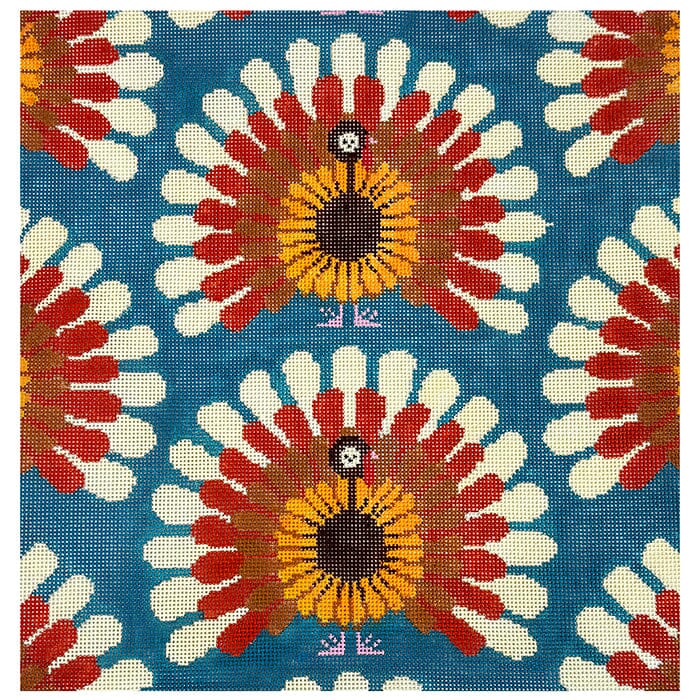 Turkey Pillow on Blue Painted Canvas CBK Needlepoint Collections - 1