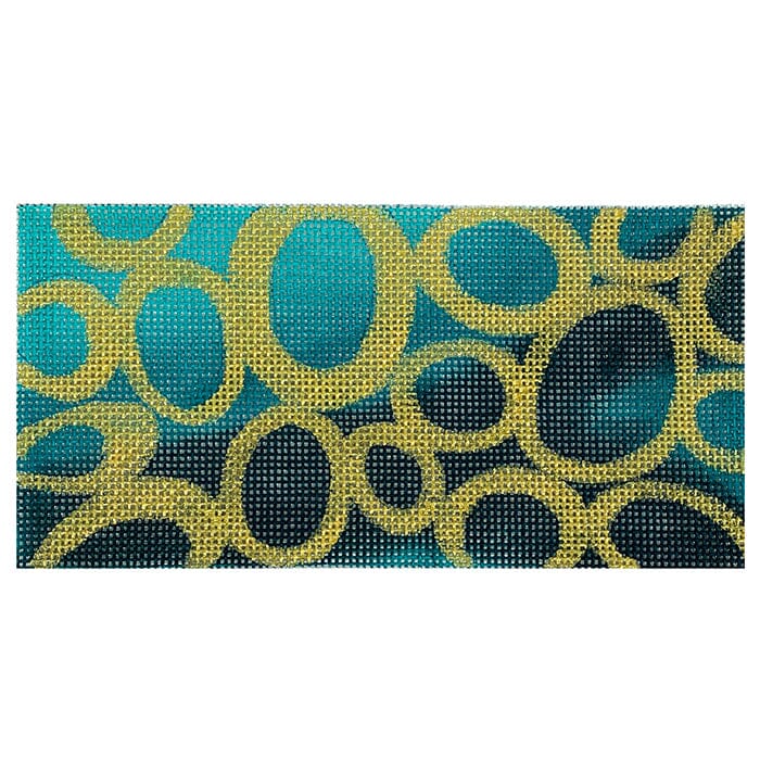 Turquoise & Gold Circles Clutch Insert Painted Canvas Colors of Praise - 1