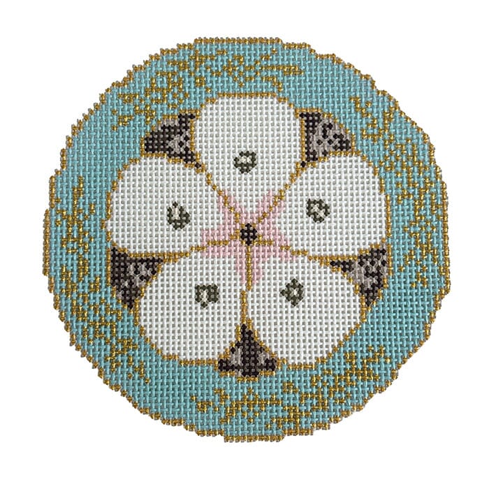 Turquoise Oyster Plate 13M Painted Canvas Stitching with Stacey - 1