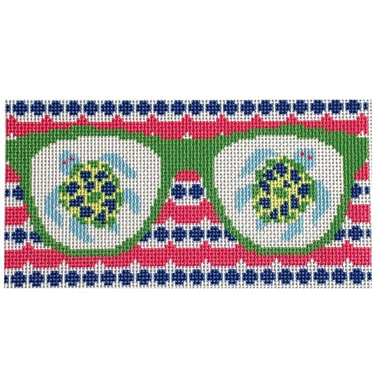 Turtles Eyeglass Case Printed Canvas Two Sisters Needlepoint 