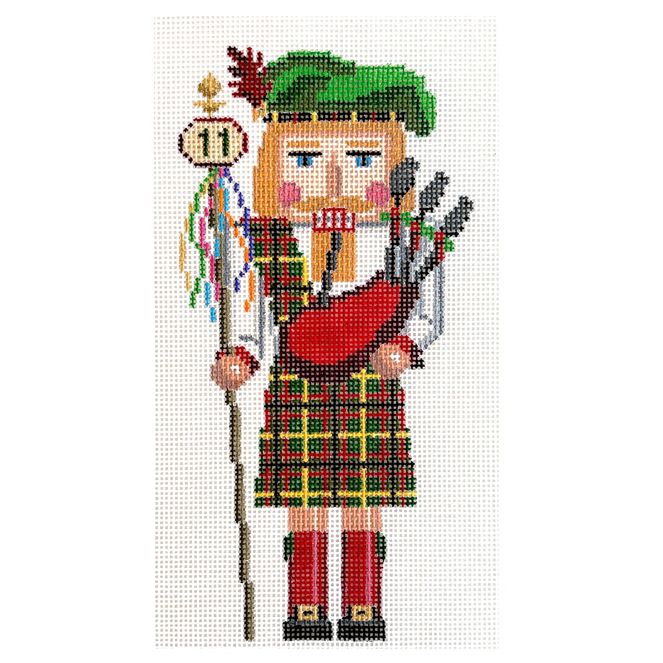 Twelve Days Nutcracker Eleven Pipers Piping Painted Canvas Susan Roberts Needlepoint Designs Inc. - 1