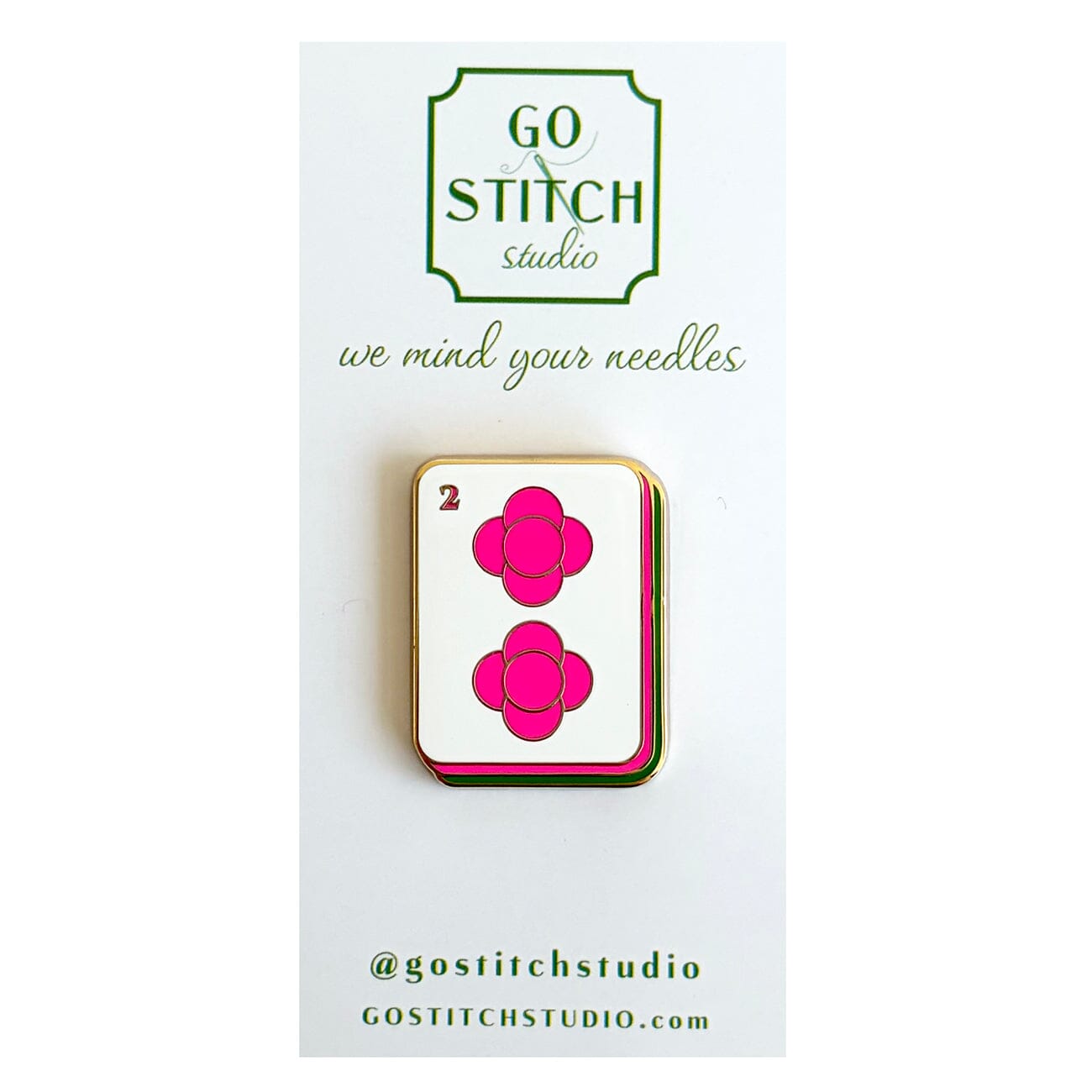 Two Dot Hot Pink Mahjong Tile Needle Minder Accessories Go Stitch Studio - 1