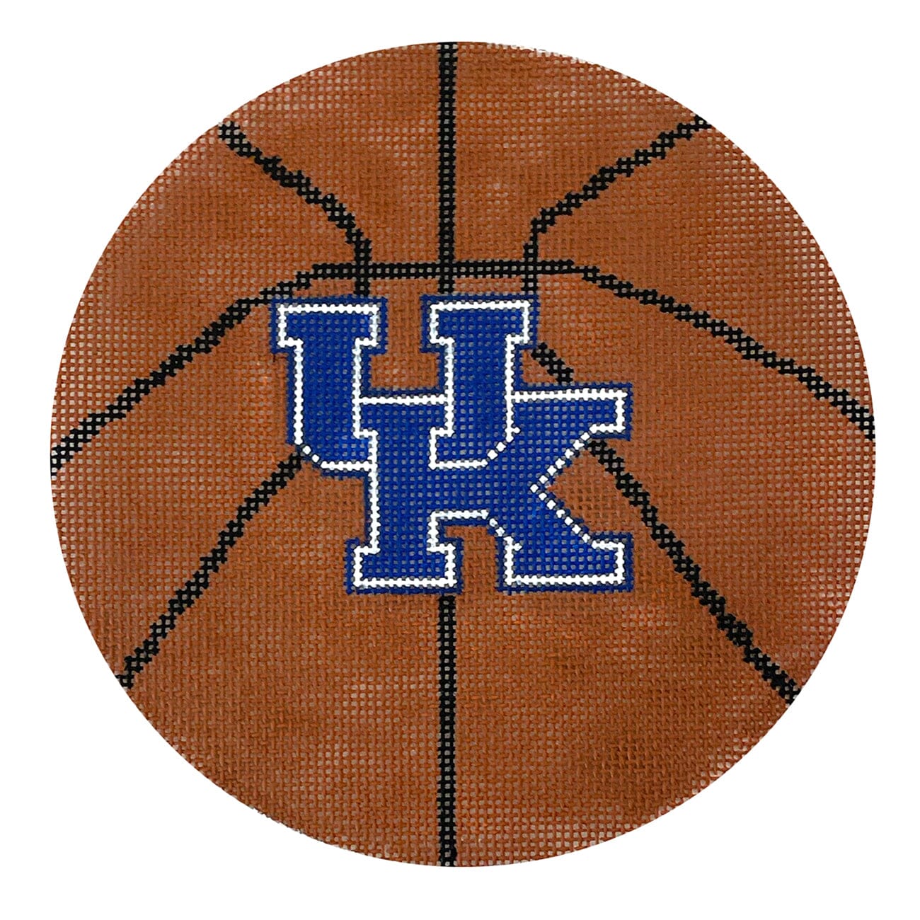 UK Basketball 5.5" Round Painted Canvas Elm Tree Needlepoint - 1