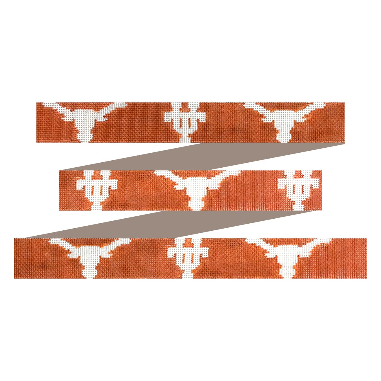Uni of Texas Belt White Logo on Orange Painted Canvas Elm Tree Needlepoint - 1