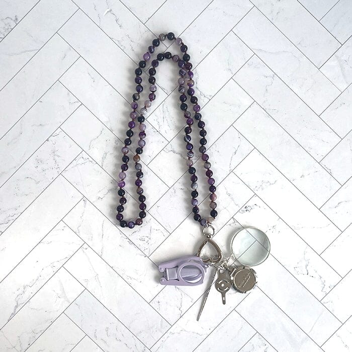 UP UP Chatelaine Gemstones Necklace Multi Purple Accessories Victoria Whitson Needlepoint