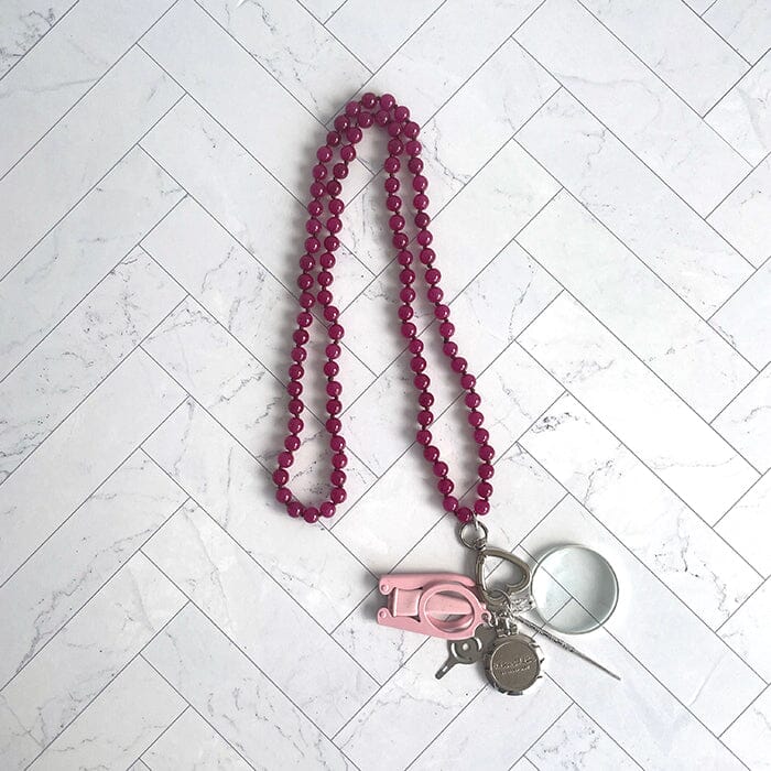 UP UP Chatelaine Gemstones Necklace Peonies Pink Accessories Victoria Whitson Needlepoint - 1