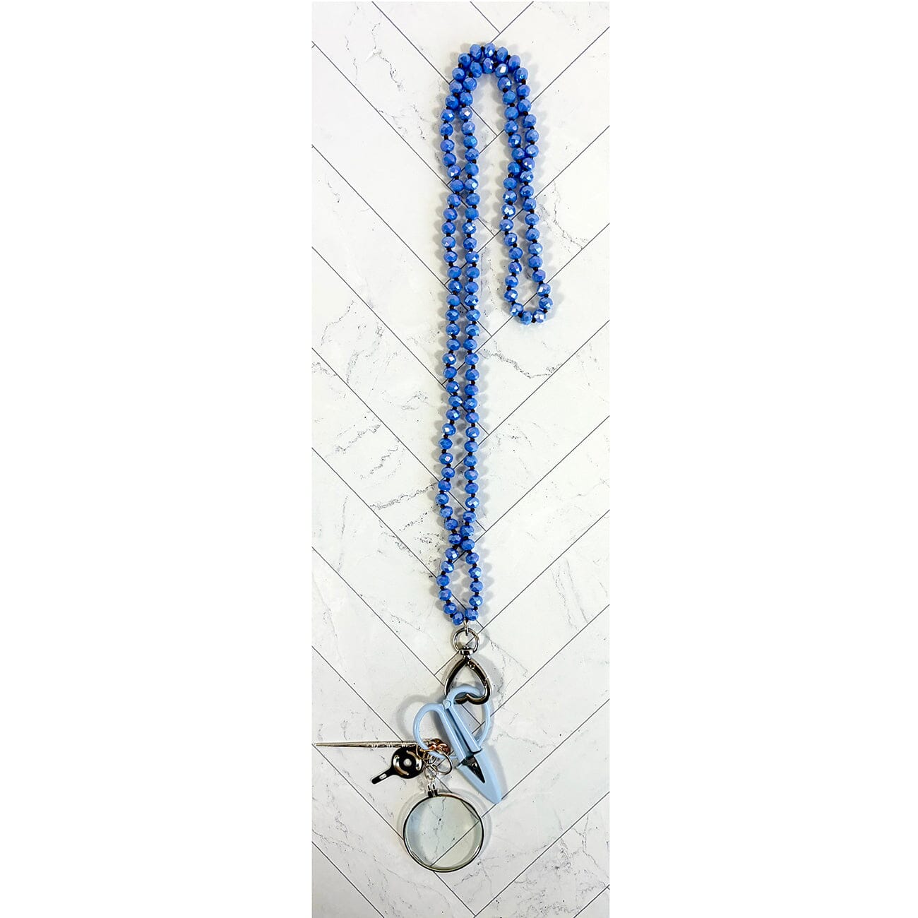 UP UP Chatelaine Necklace Cornflower Accessories Victoria Whitson Needlepoint - 1