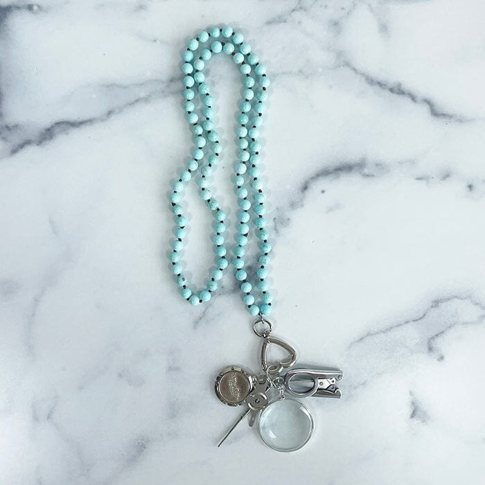 UP UP Chatelaine Necklace - Light Blue Turquoise Accessories Victoria Whitson Needlepoint